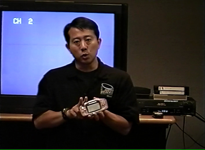 Steve Okimoto shows off the Game Boy Advance